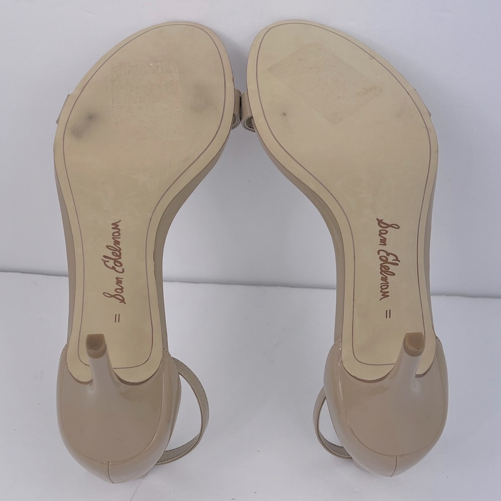 SAM EDELMAN PATTI ANKLE STRAP HEEL, BEIGE SHINY PATENT, WOMENS 11, EUR 41, UK 8 - Picture 16 of 17